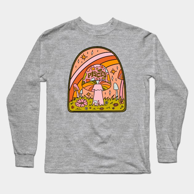 Pisces Mushroom Long Sleeve T-Shirt by Doodle by Meg